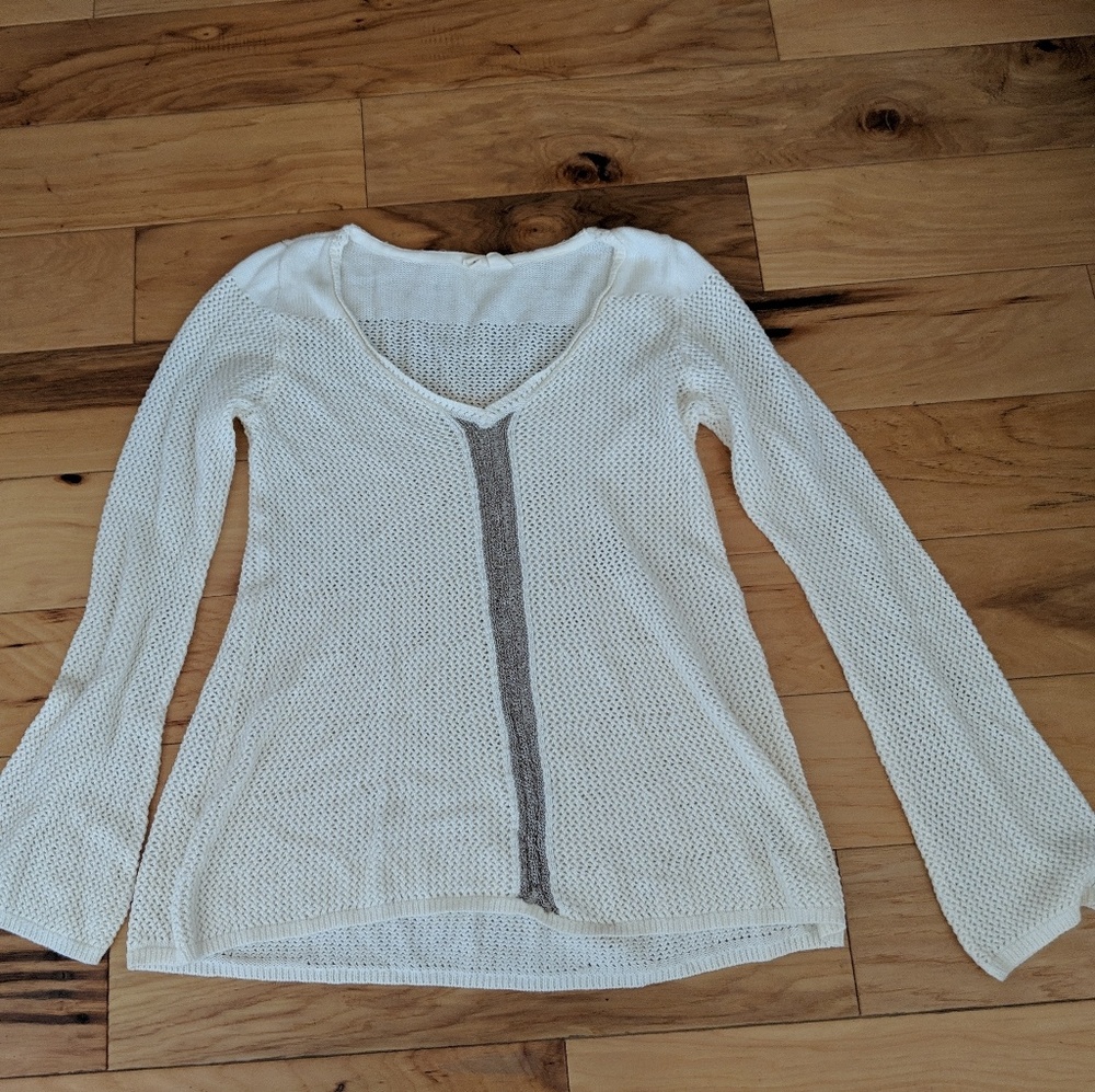 Anthropologie Moth Knit White metallic sweater